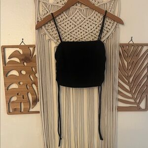 Active USA Black Tank Top Spaghetti Strap Camisole Crop Top